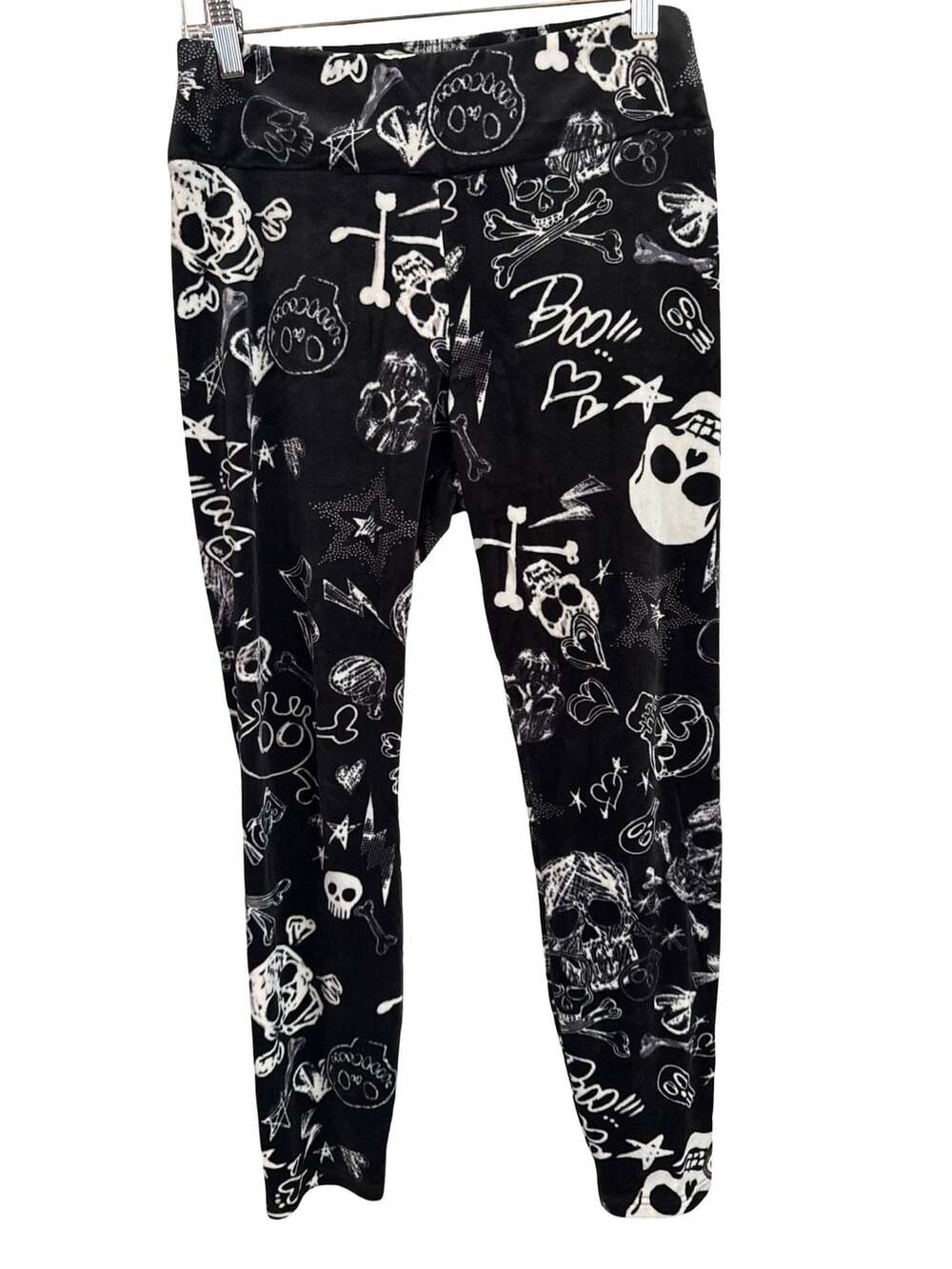 No Boundaries Halloween Skull Leggings Size L (11-13) Black White
